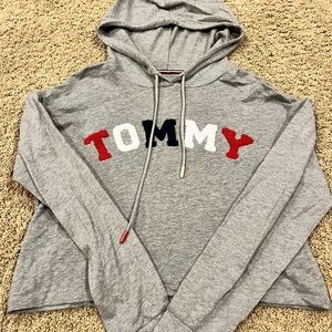 Tommy Hilfiger Gray Hoodie with Signature Red, White & Blue Trim